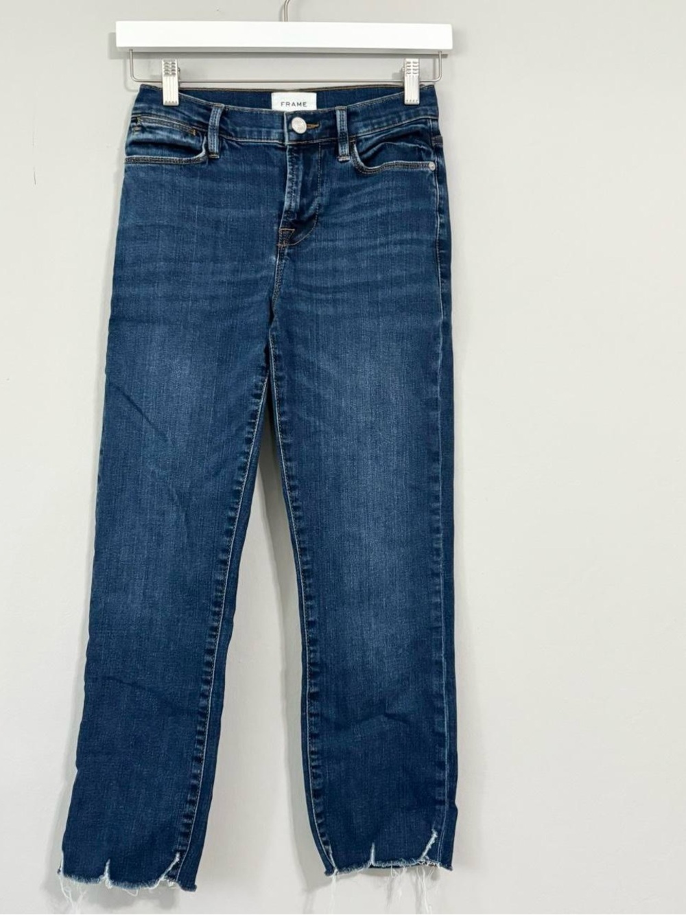FRAME Straight Leg Denim Raw Hem Jeans
